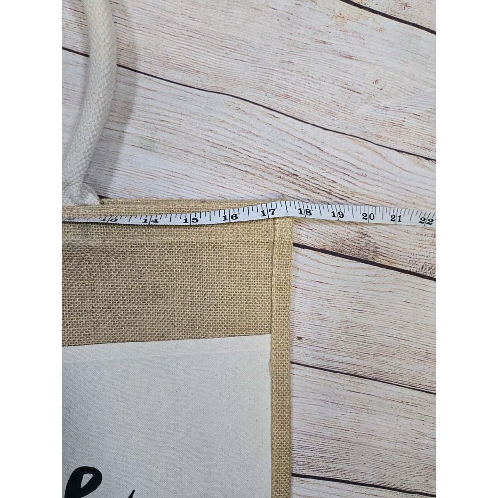 Bride Burlap tote bag‎ closure canvas handle - Picture 2 of 10